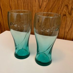 ⭐️2/$20 item (mix & match)⭐️ Teal Coca Cola glasses set of 2